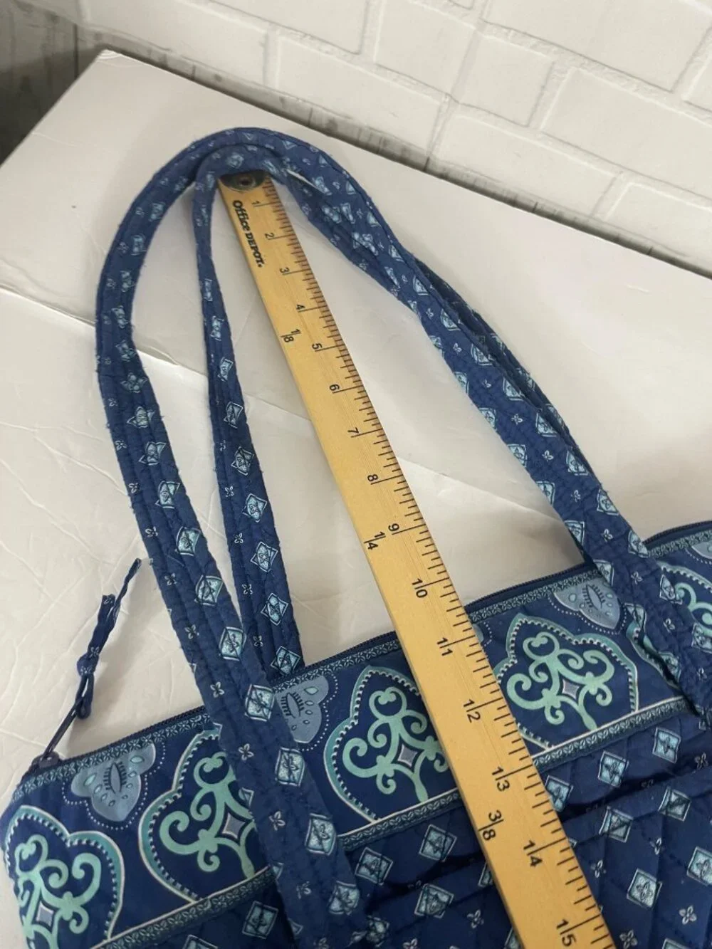 Croft & Barrow Quilted Fabric Shoulder Bag Blue Geometric Pattern Vintage